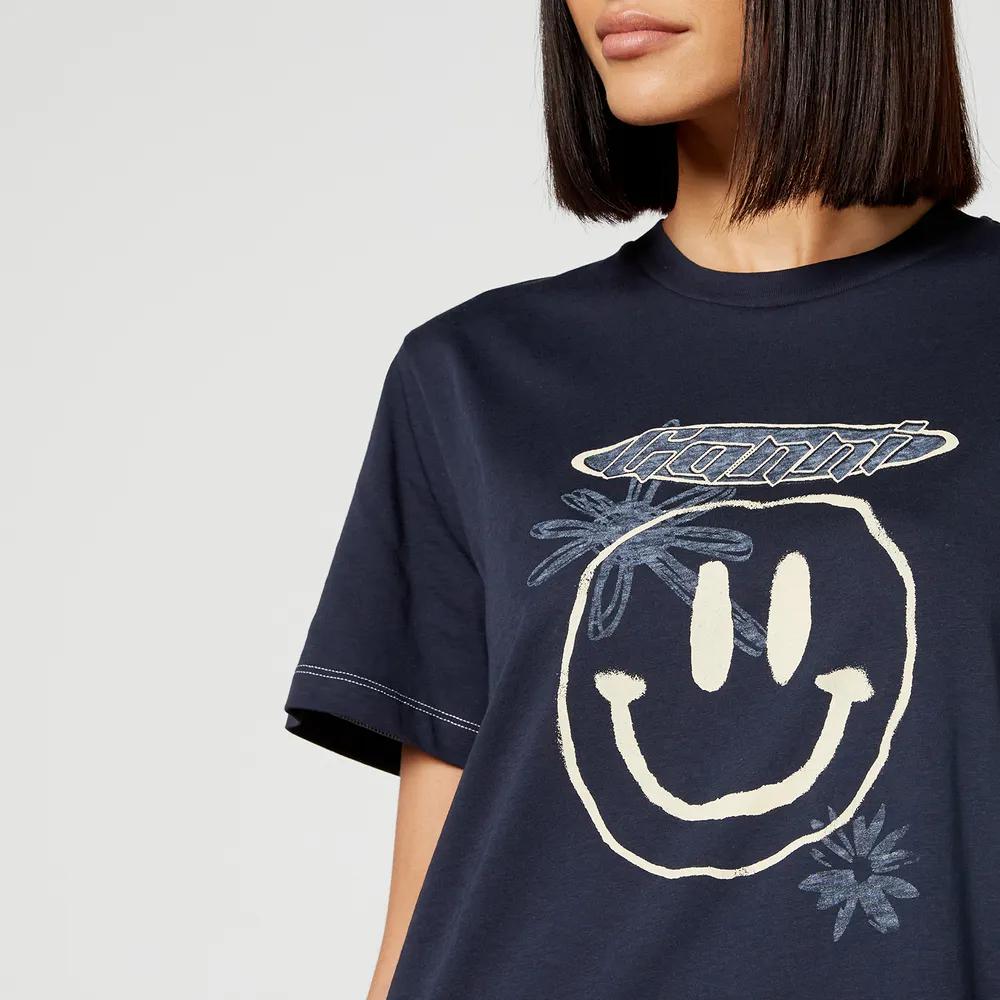 Ganni Smiley Face Organic Cotton-Jersey T-Shirt商品第4张图片规格展示