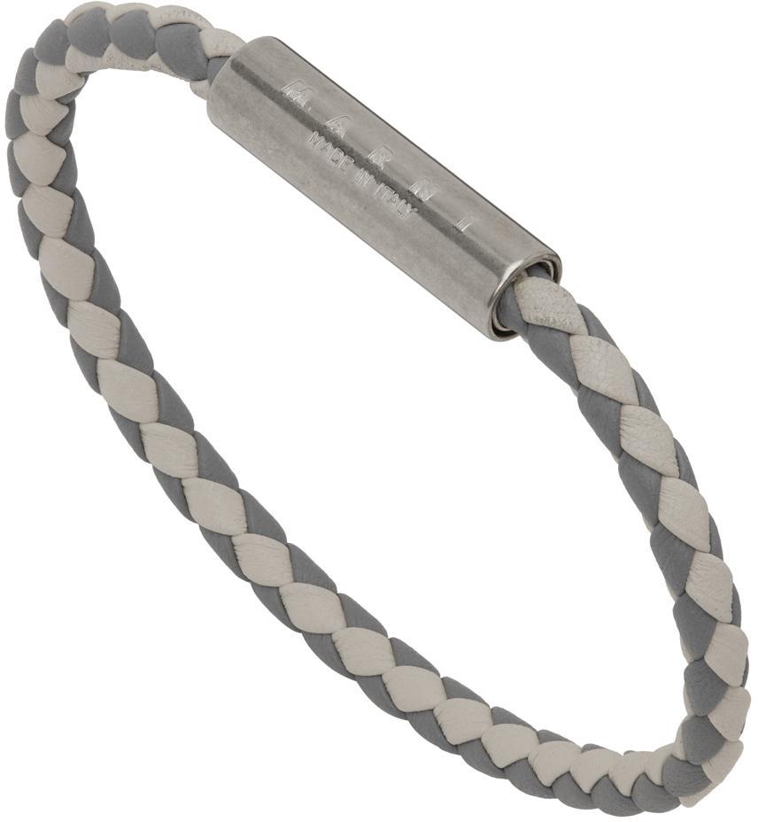 商品Marni|Gray & Off-White Braided Bracelet,价格¥560,第1张图片