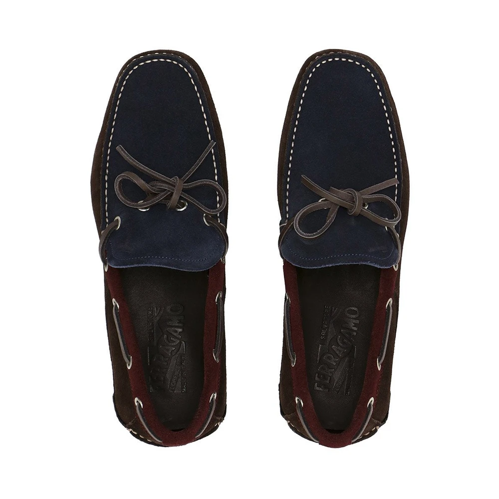 SALVATORE FERRAGAMO 男士棕色蓝色两色拼接乐福鞋 0582736 商品