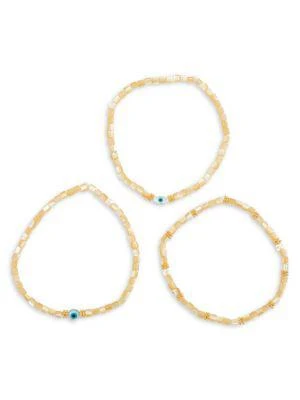 商品Eye Candy LA|Luxe Ella 2-Piece Goldtone Evil Eye Bracelet Set,价格¥300,第2张图片详细描述