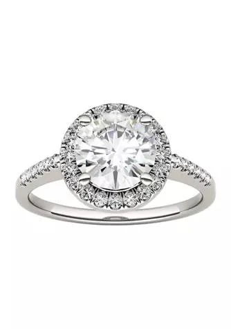 商品Charles & Colvard|Colvard 3 4 Ct. T.w. Lab Created Moissanite Halo Engagement Ring In 14K White Gold,价格¥26427,第1张图片