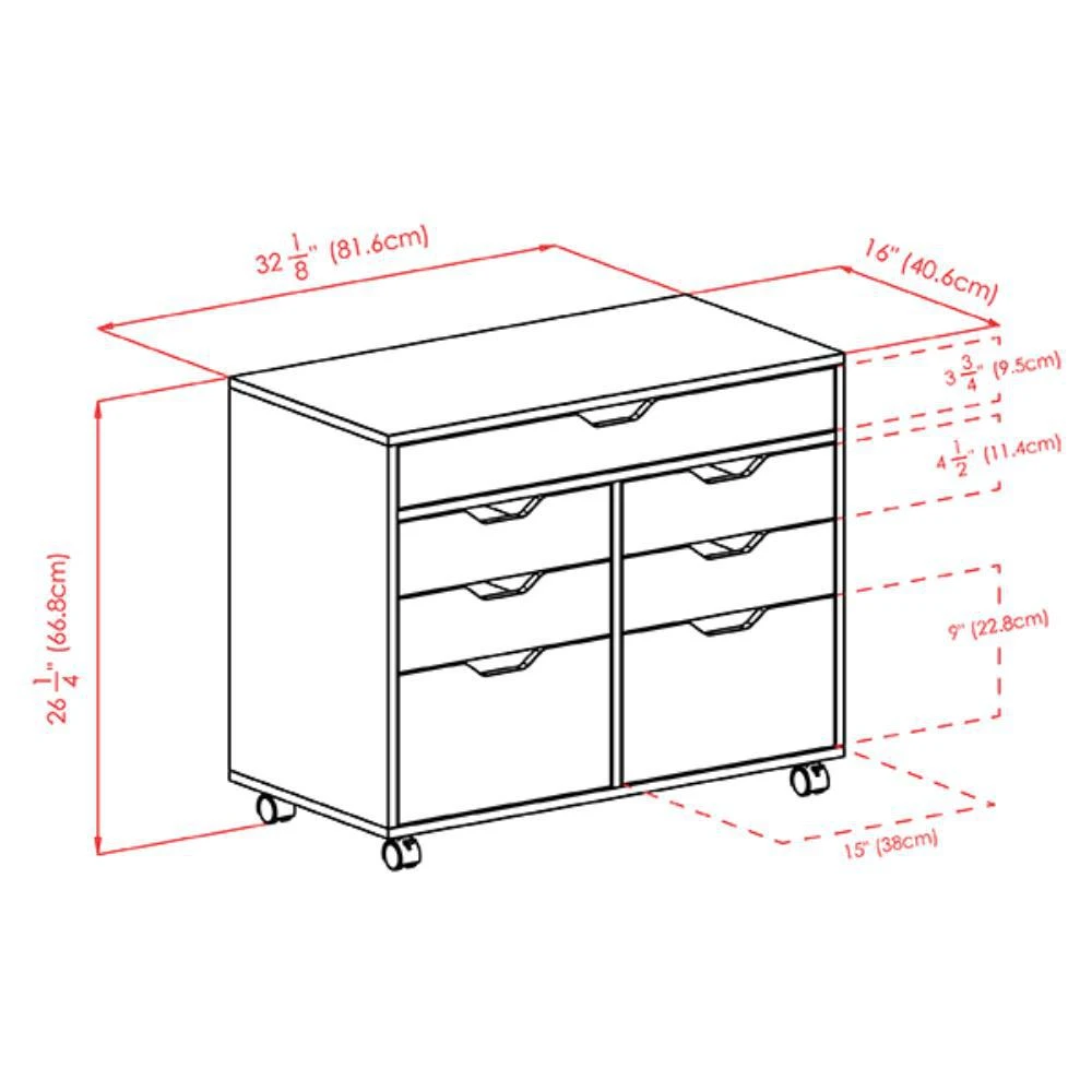 商品Hivvago|5-Drawer Mulit-Storage Mobile Cabinet White,价格¥2402,第4张图片详细描述