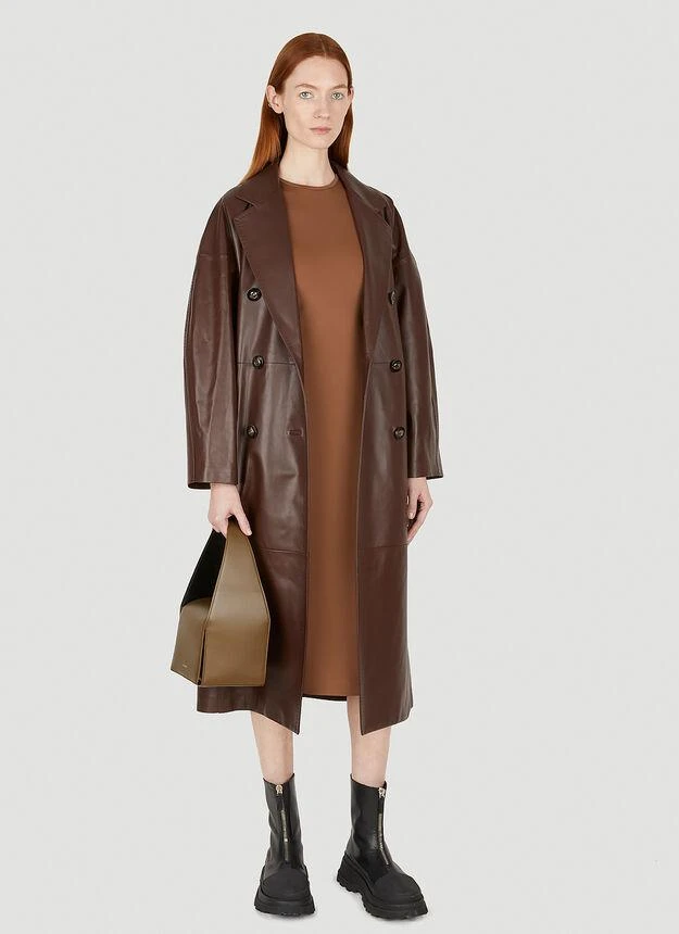 商品Max Mara|Ussuri Leather Trench Coat in Brown,价格¥17835,第2张图片详细描述