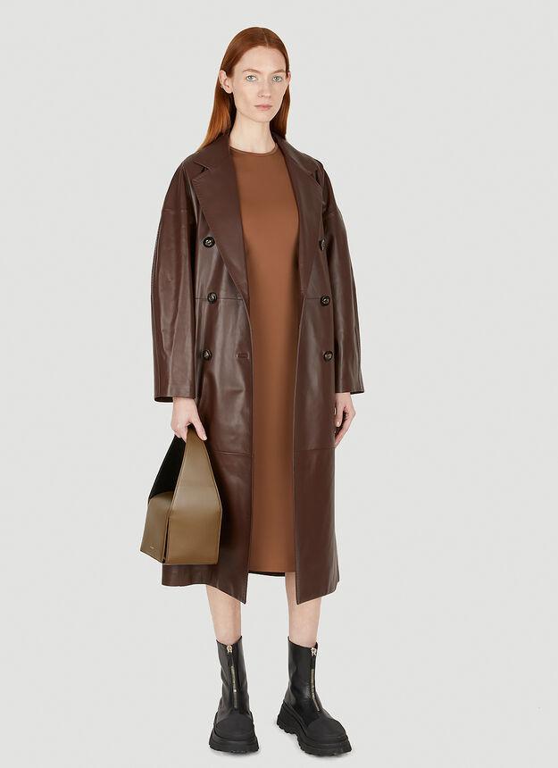 商品Max Mara|Ussuri Leather Trench Coat in Brown,价格¥34399,第4张图片详细描述