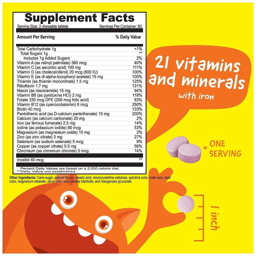 商品VitaWorks|Kids Multivitamin + Iron Complete Body Health Chewables Mixed Berry,价格¥134,第2张图片详细描述