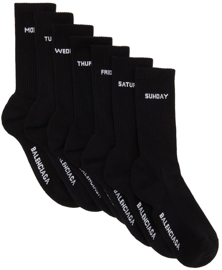 商品Balenciaga|Seven-Pack Black Logo Socks,价格¥6184,第1张图片
