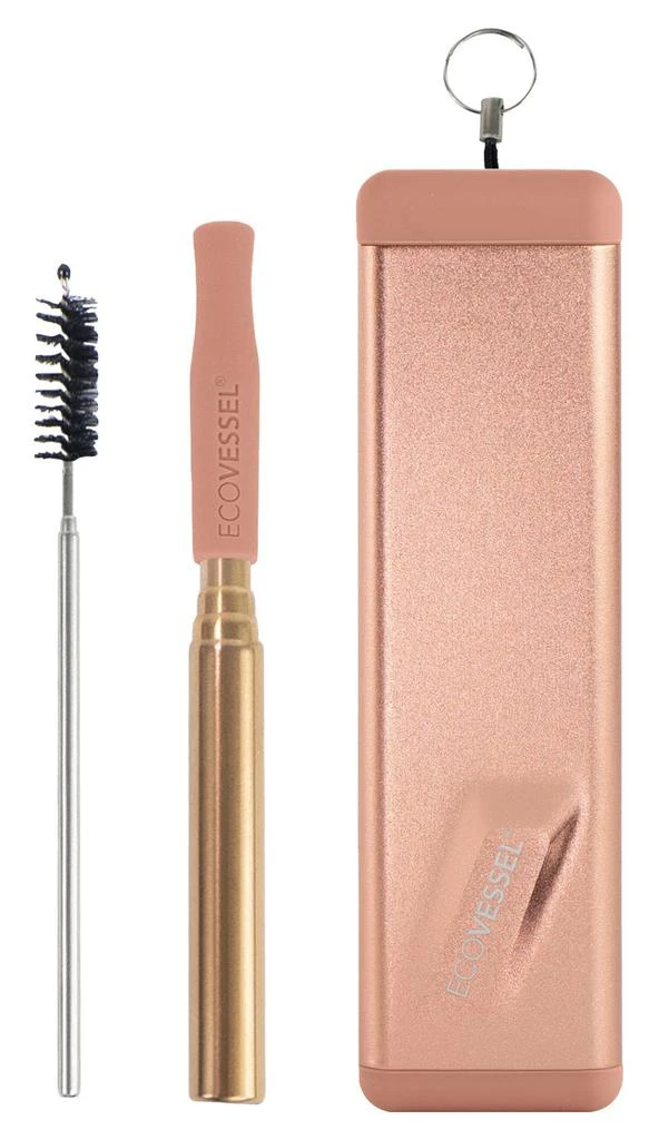 商品EcoVessel|EcoVessel Reusable Stainless Steel QuickStraw with Cleaning Brush Straw and Case,价格¥74,第1张图片