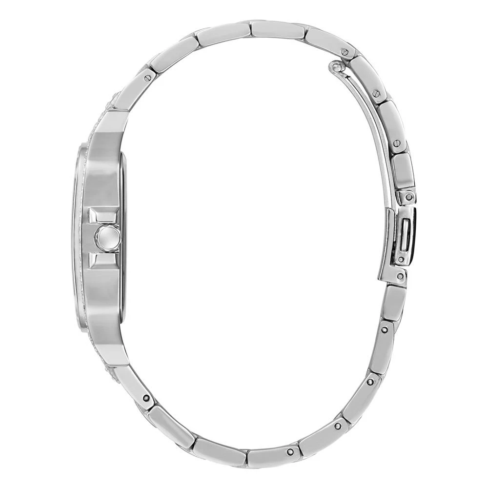 商品GUESS|Women's Glitz Silver-tone Stainless Steel Bracelet Watch 35mm,价格¥583,第2张图片详细描述