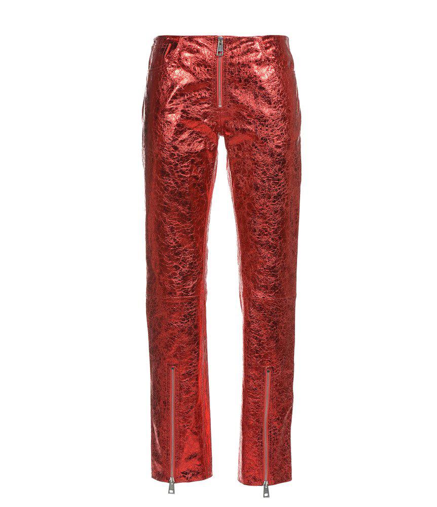 Just Cavalli Zip-Detailed Leather Trousers商品第1张图片规格展示