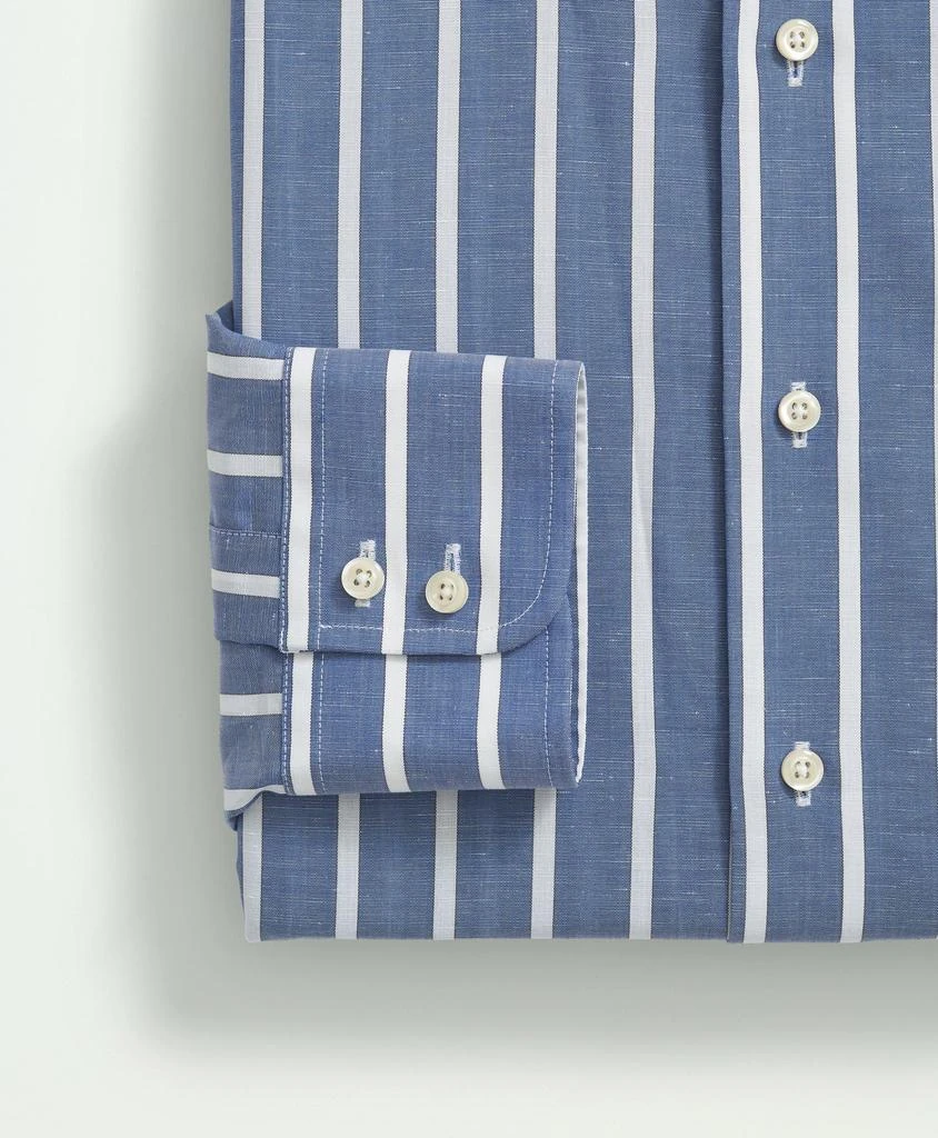 商品Brooks Brothers|Brooks Brothers X Thomas Mason® Cotton-Linen English Spread Collar, Stripe Dress Shirt,价格¥826,第3张图片详细描述