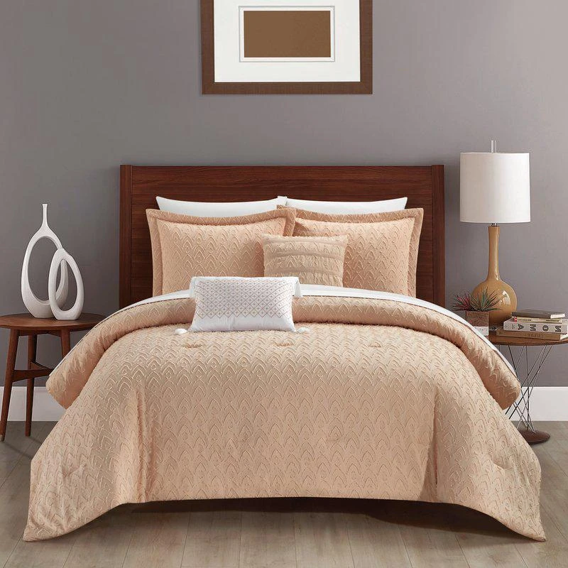 商品Chic Home Design|Reign 5 Piece Comforter Set Clip Jacquard Geometric Pattern Design Bedding QUEEN,价格¥1032,第1张图片