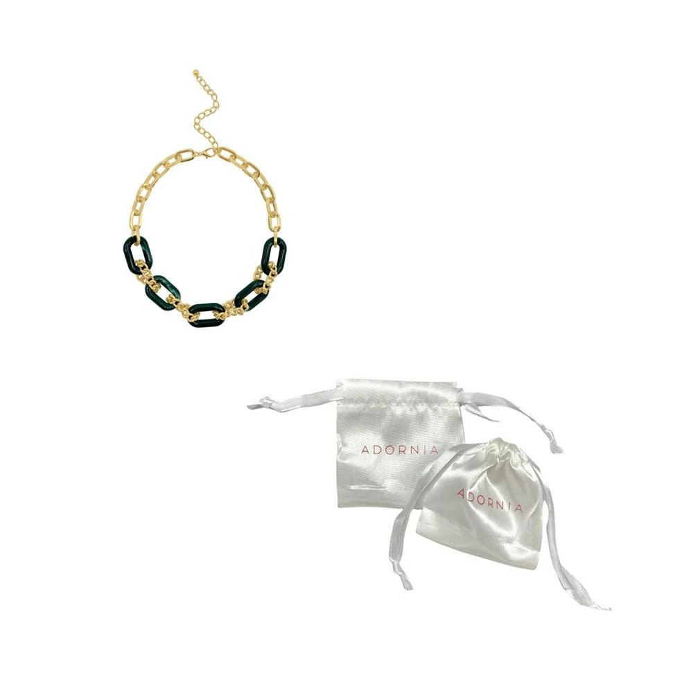 商品ADORNIA|Women's Gold-Tone Mixed Link and Green Tortoise Shell Adjustable Necklace,价格¥254,第2张图片详细描述