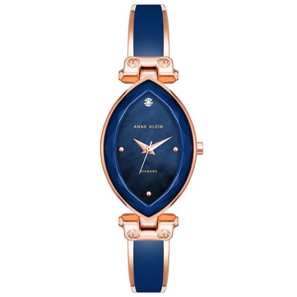 商品Anne Klein|Women's Three-Hand Quartz Rose Gold-Tone Alloy with Navy Enamel Bracelet Watch, 24mm,价格¥637,第1张图片