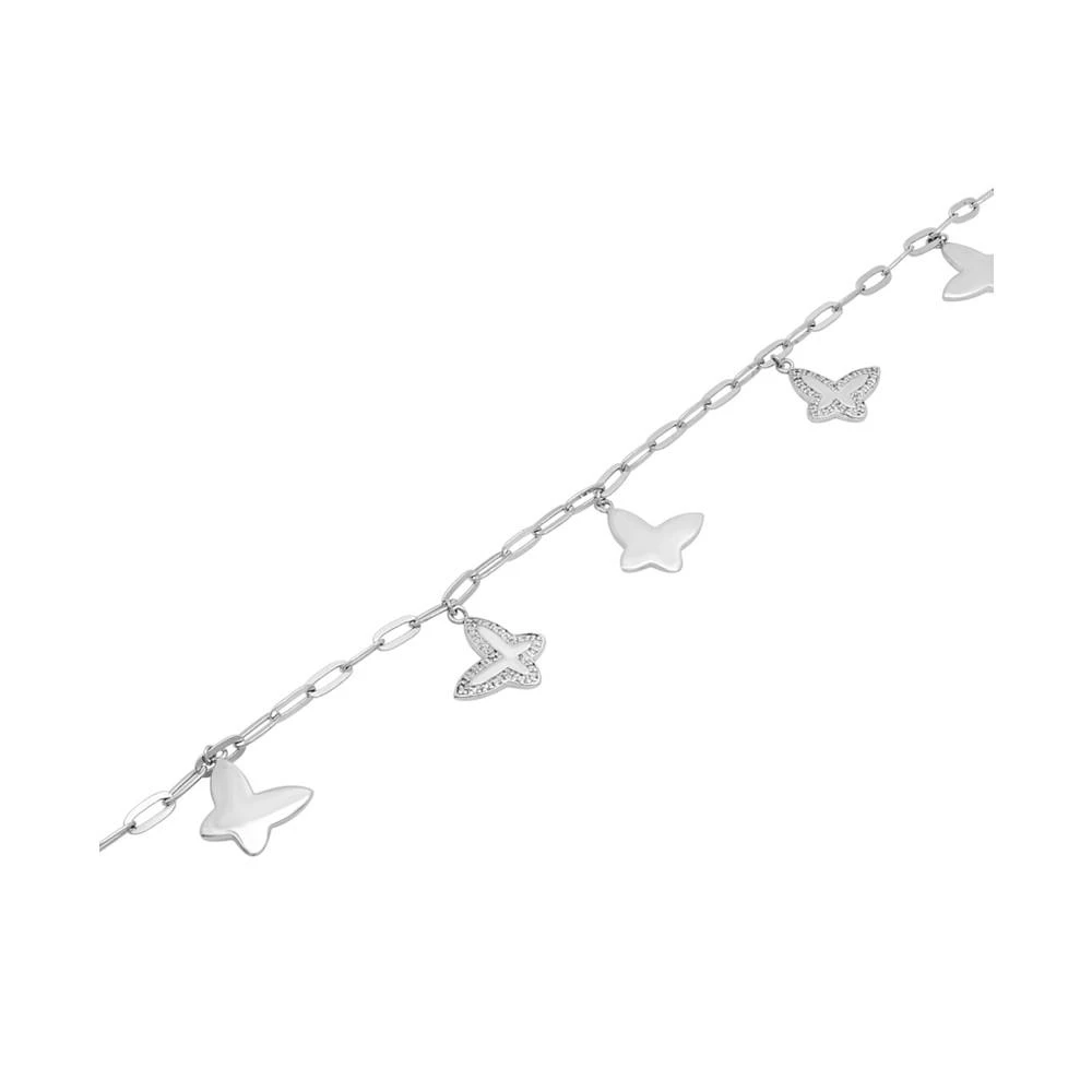 商品Wrapped|Diamond Butterfly Charm Ankle Bracelet (1/10 ct. t.w.) in Sterling Silver, Created for Macy's,价格¥912,第3张图片详细描述
