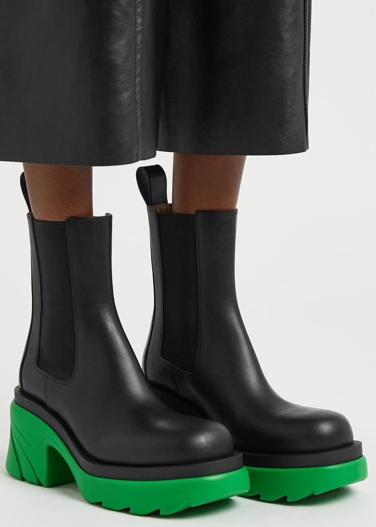 Flash black leather ankle boots商品第5张图片规格展示