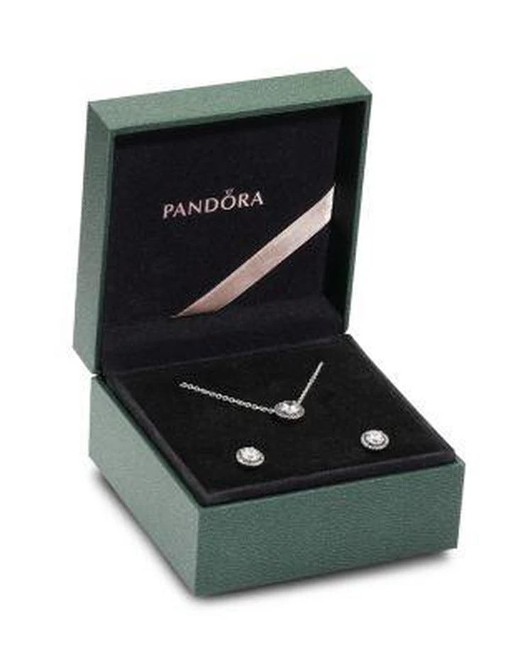 商品PANDORA|纯银&锆石项链耳饰套装,价格¥1112,第2张图片详细描述