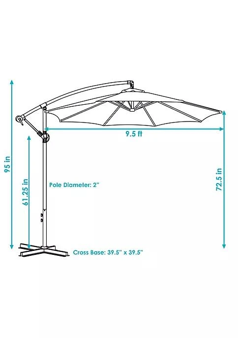 商品belk|Decor Sunnydaze Offset Outdoor Patio Umbrella With Crank   9 Foot   Pale Buttercup,价格¥1117,第5张图片详细描述