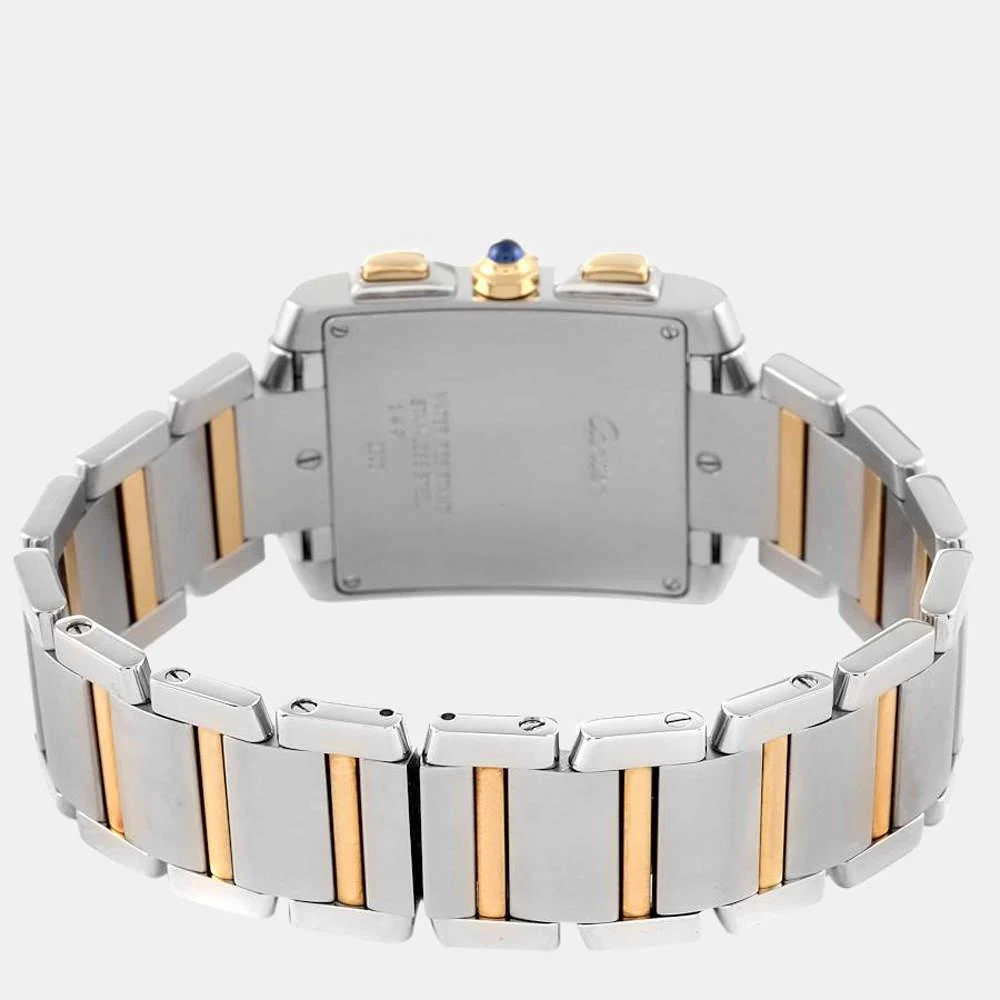 商品[二手商品] Cartier|Cartier Silver 18k Yellow Gold And Stainless Steel Tank Francaise W51004Q4 Quartz Men's Wristwatch 28 mm,价格¥36626,第4张图片详细描述