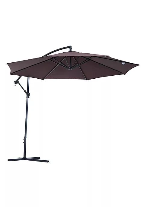 商品Outsunny|10 Cantilever Hanging Tilt Offset Patio Umbrella With Uv And Water Fighting Material And A Sturdy Stand Brown,价格¥992,第2张图片详细描述