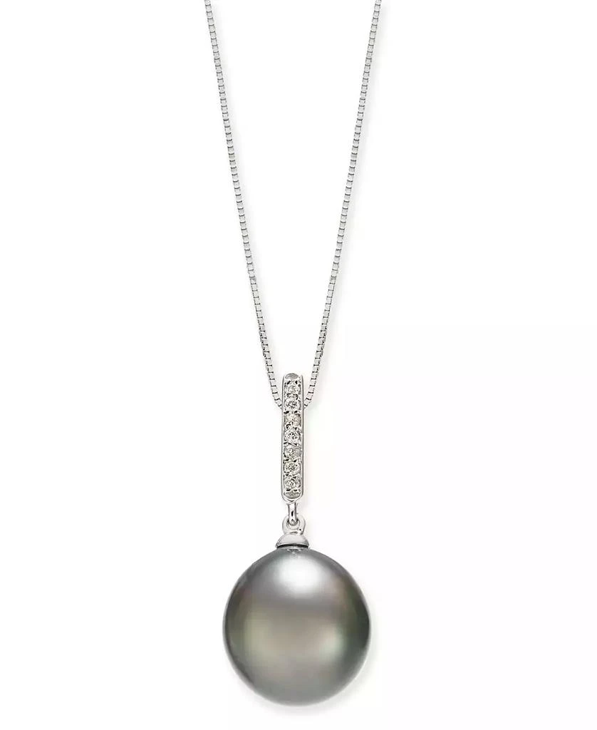 商品Macy's|Cultured Tahitian Pearl (10mm) & Diamond Accent 18" Pendant Necklace in 14k White Gold,价格¥3188,第1张图片