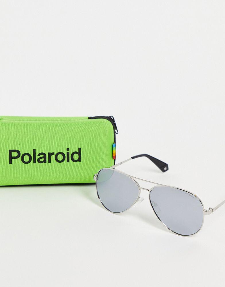 Polaroid aviator sunglasses in silver商品第4张图片规格展示