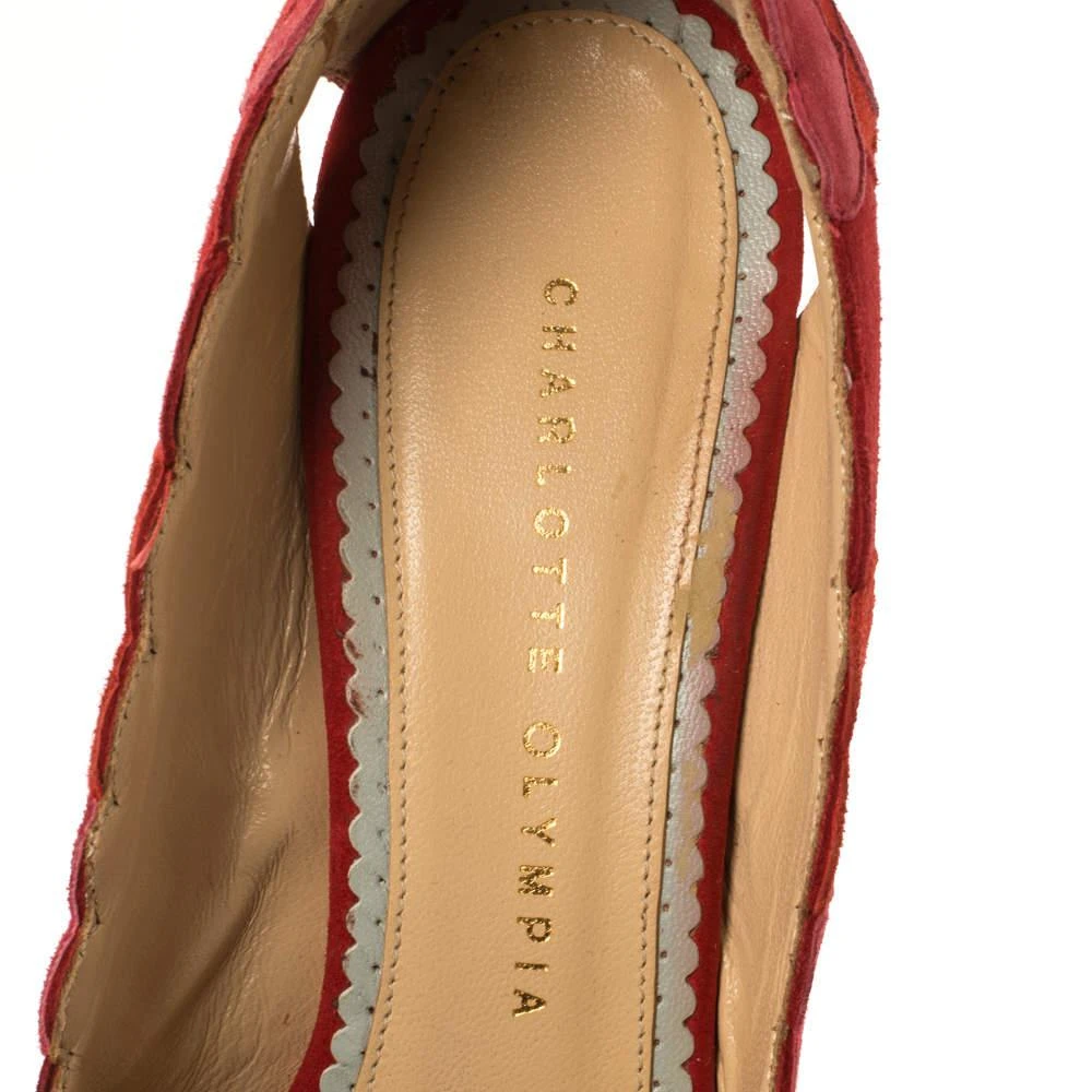 Charlotte Olympia Red/Pink Suede Love Me Heart-Appliquéd Pumps Size 38 商品