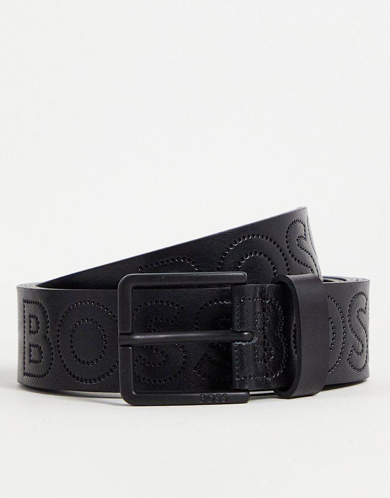 BOSS Ther bold logo leather belt in black商品第1张图片规格展示