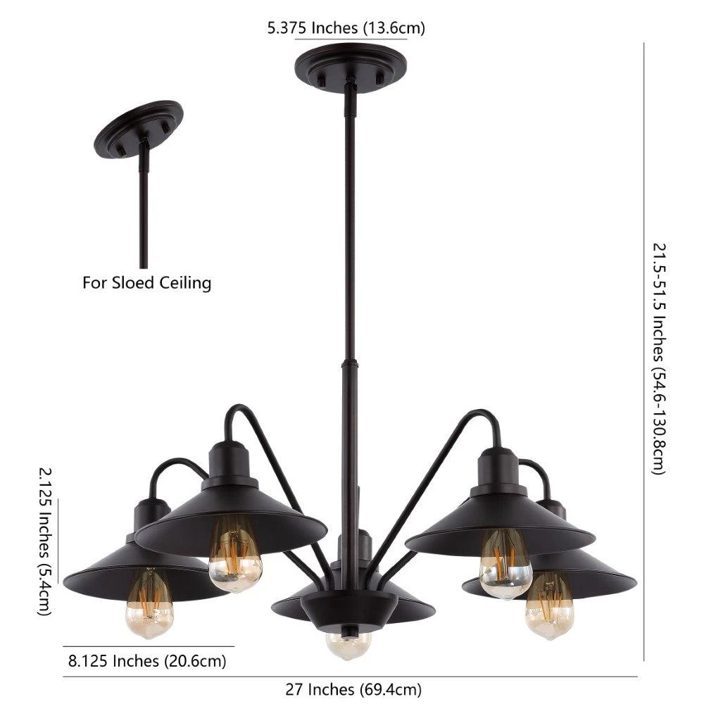 Cole 27" 5-Light Metal Farmhouse Industrial LED Chandelier 商品