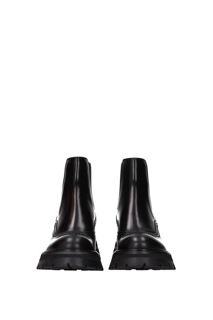 女式 黑色皮革踝靴商品第3张图片规格展示
