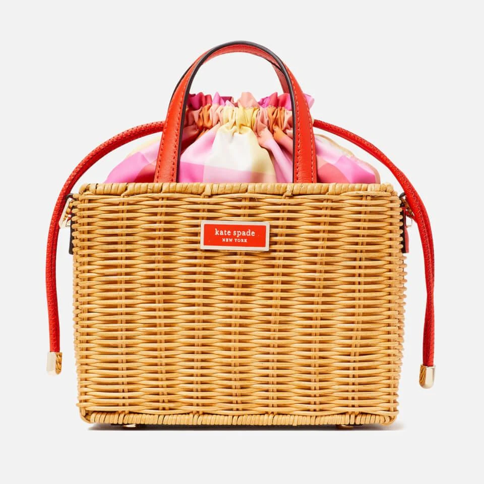 商品Kate Spade|Kate Spade New York Women's Sam Wicker Madras Mini Satchel Bag - Pink Multi,价格¥1366,第1张图片