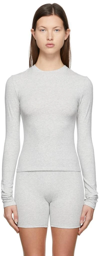 商品SKIMS|Grey Cotton 2.0 Jersey Long Sleeve T-Shirt,价格¥488,第1张图片