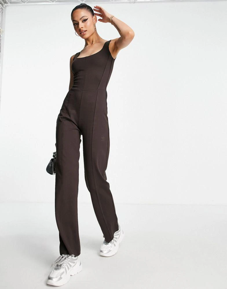 商品Adidas|adidas Originals Luxe Lounge jumpsuit in brown,价格¥331,第3张图片详细描述