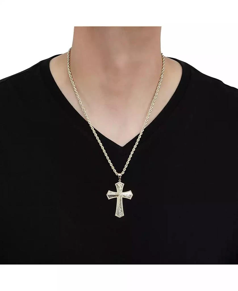商品Macy's|Men's Textured Cross 22" Pendant Necklace in 10k Gold,价格¥8461,第2张图片详细描述