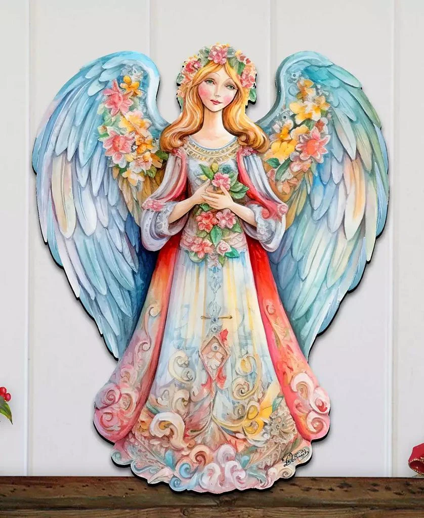 商品Designocracy|Floral Angel Christmas Wooden Door Decor Wall Decor G. DeBrekht,价格¥989,第4张图片详细描述