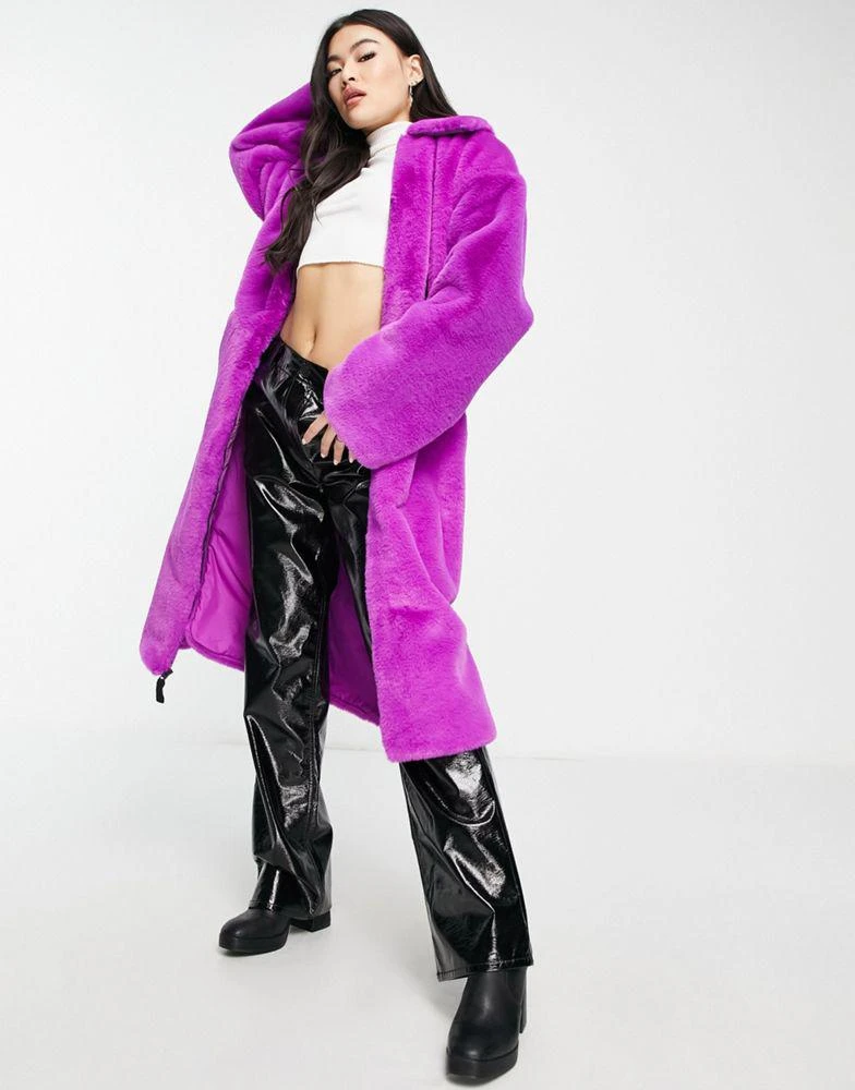 商品NIKE|Nike long faux fur swoosh coat in vivid purple and black,价格¥1253,第4张图片详细描述