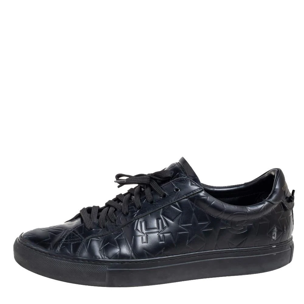 商品[二手商品] Givenchy|Givenchy Black Leather Star Embossed Lace Up Sneakers Size 42.5,价格¥1045,第2张图片详细描述
