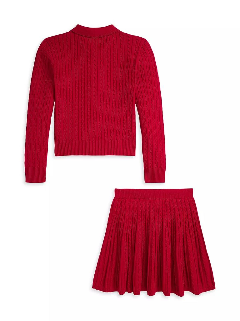 商品Ralph Lauren|Little Girl's &amp; Girl's 2-Piece Cable-Knit Cardigan &amp; Skirt Set,价格¥663,第2张图片详细描述