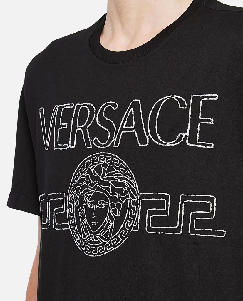商品Versace|EMBROIDERY COTTON JERSEY T-SHIRT,价格¥2220,第6张图片详细描述
