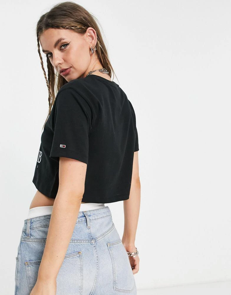 商品Tommy Jeans|Tommy Jeans cotton super crop t-shirt in black - BLACK,价格¥233,第2张图片详细描述