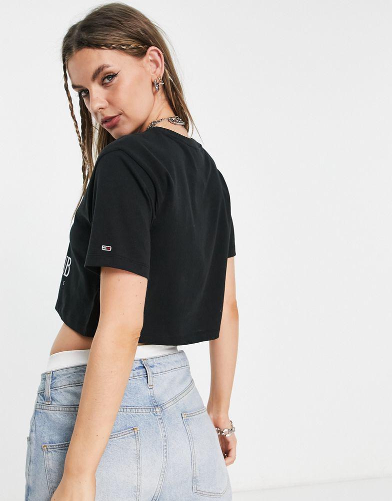 商品Tommy Jeans|Tommy Jeans cotton super crop t-shirt in black - BLACK,价格¥301,第4张图片详细描述