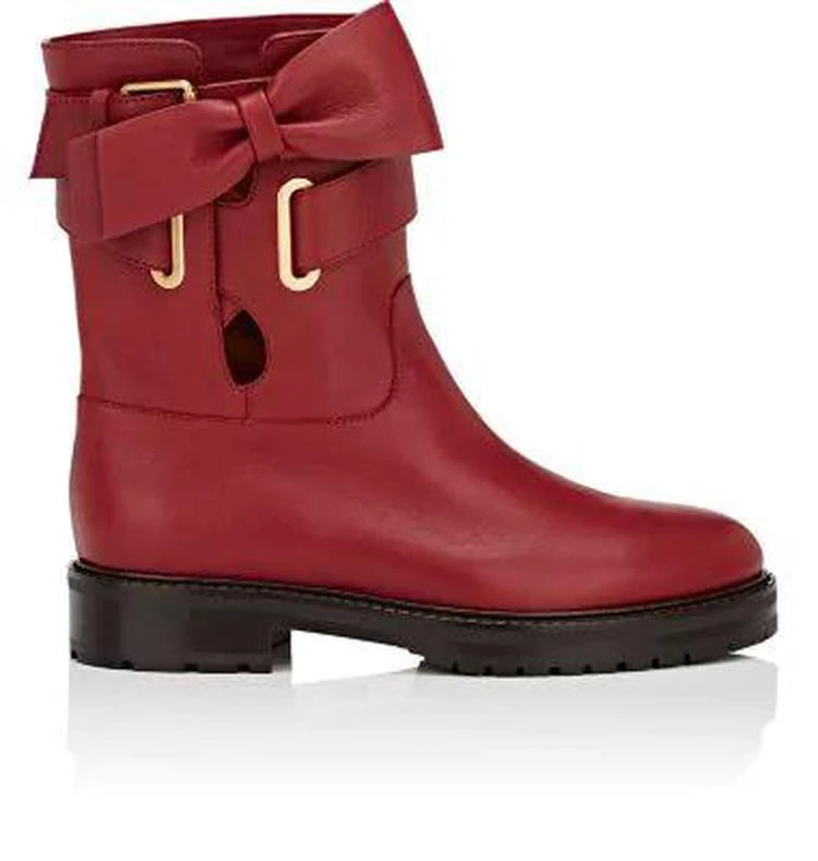 商品Valentino|Bow-Embellished Leather Biker Boots,价格¥4310,第1张图片