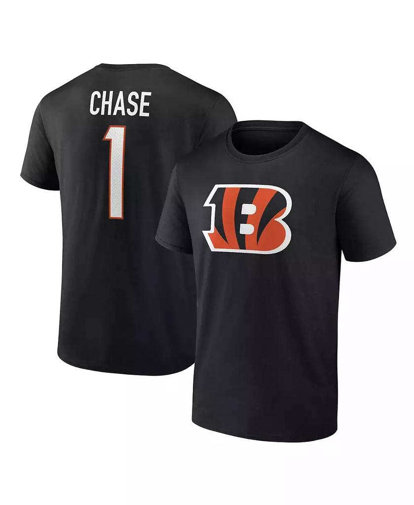 Men's Ja'Marr Chase Black Cincinnati Bengals Player Icon Name and Number T-shirt image 2