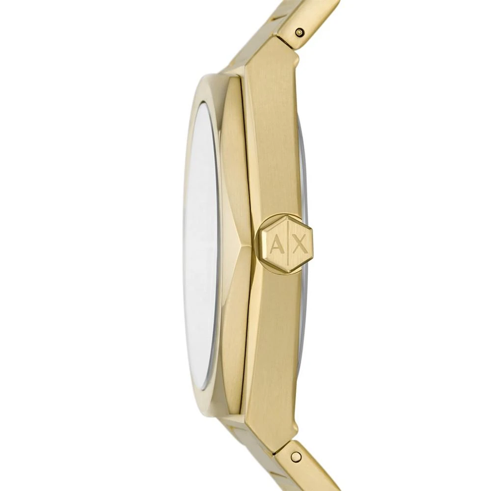 商品Armani Exchange|Men's Gold-Tone Stainless Steel Bracelet Watch 44mm,价格¥1070,第2张图片详细描述