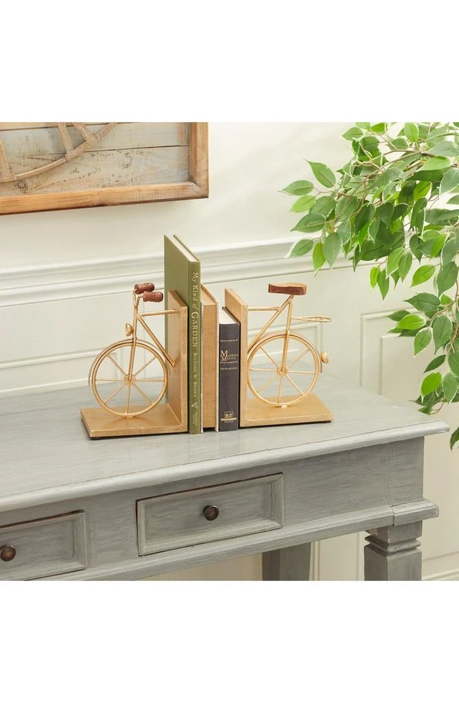 商品VIVIAN LUNE HOME|Gold Metal Bike Bookends with Wood Accents - Set of 2,价格¥332,第2张图片详细描述