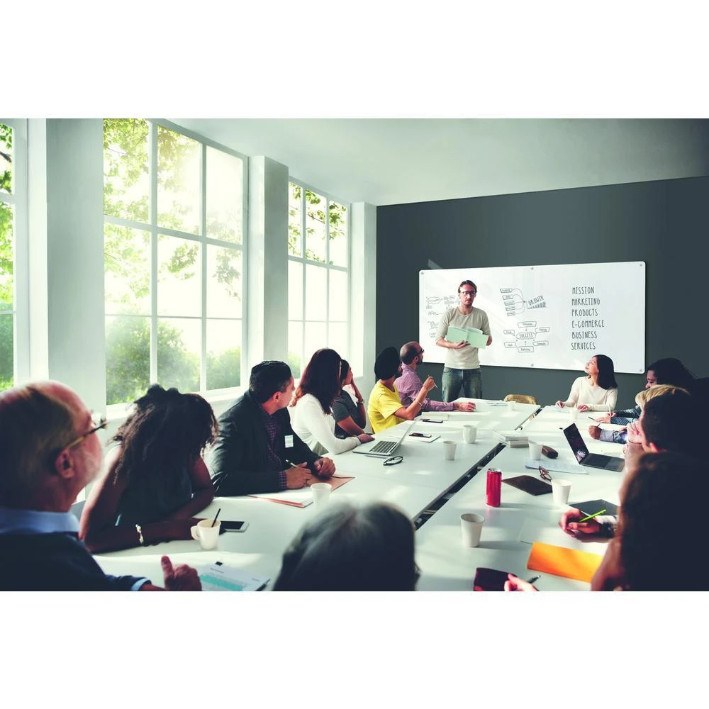 商品Ghent|2'x3' Harmony Magnetic Glass Board, Colors - Radius Corners - White - 4 Rare Earth Magnets, 4 Markers and Eraser,价格¥5413,第4张图片详细描述