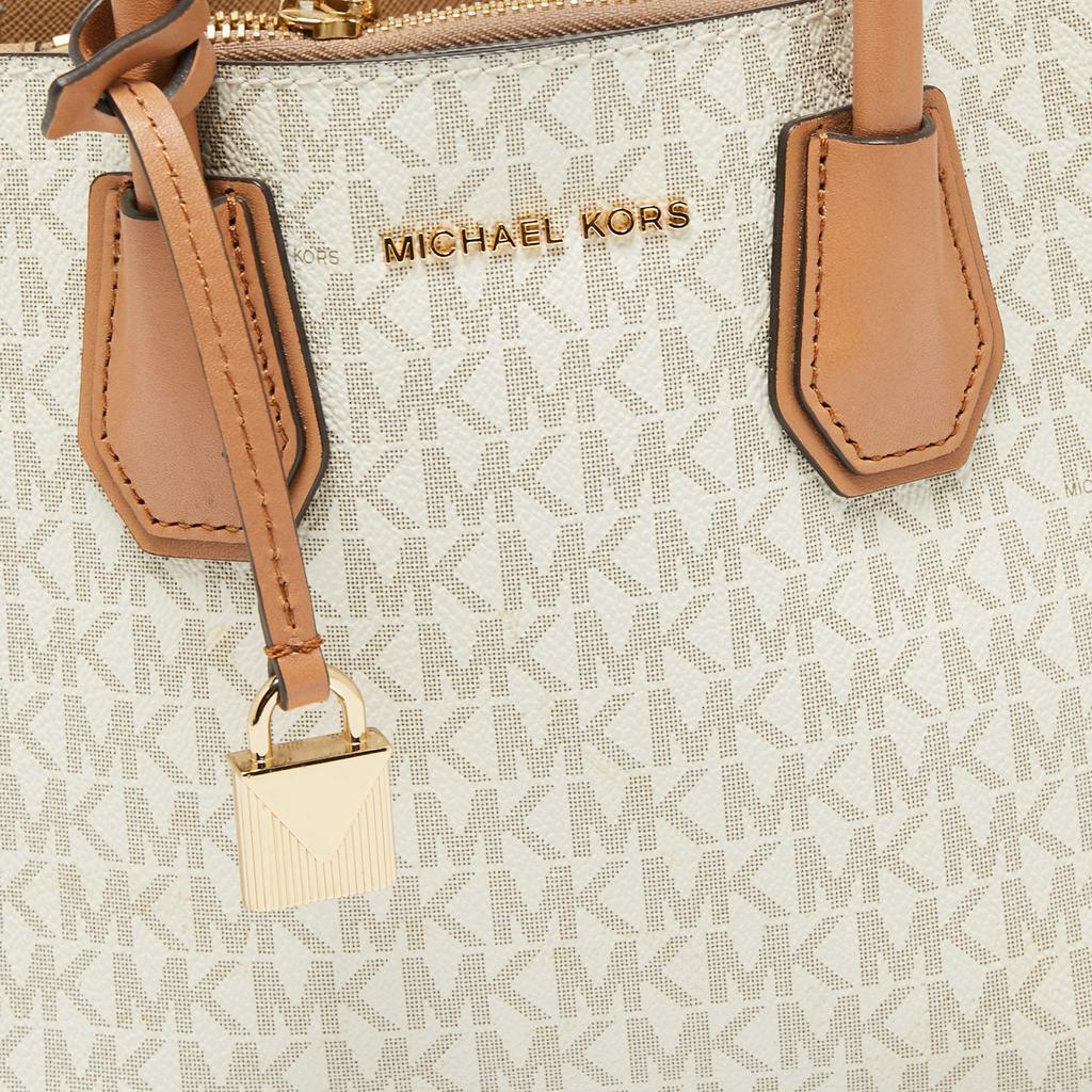 商品[二手商品] Michael Kors|Michael Kors Light Brown/White Signature Coated Canvas and Leather Mini Mercer Tote,价格¥1345,第7张图片详细描述