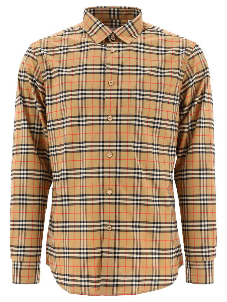 Burberry Checked Long-Sleeve Shirt商品第1张图片规格展示