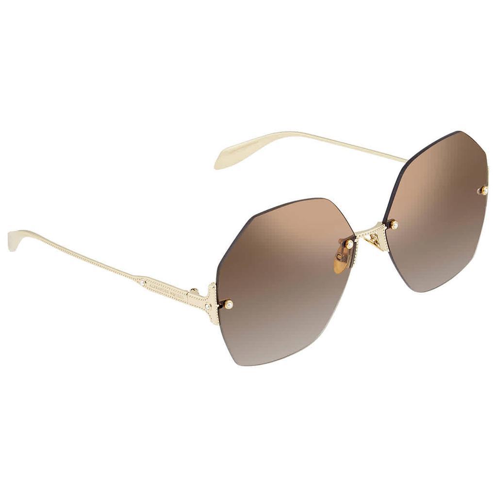 商品Alexander McQueen|Alexander McQueen Brown Ladies Sunglasses AM0178S-003 64,价格¥2346,第1张图片