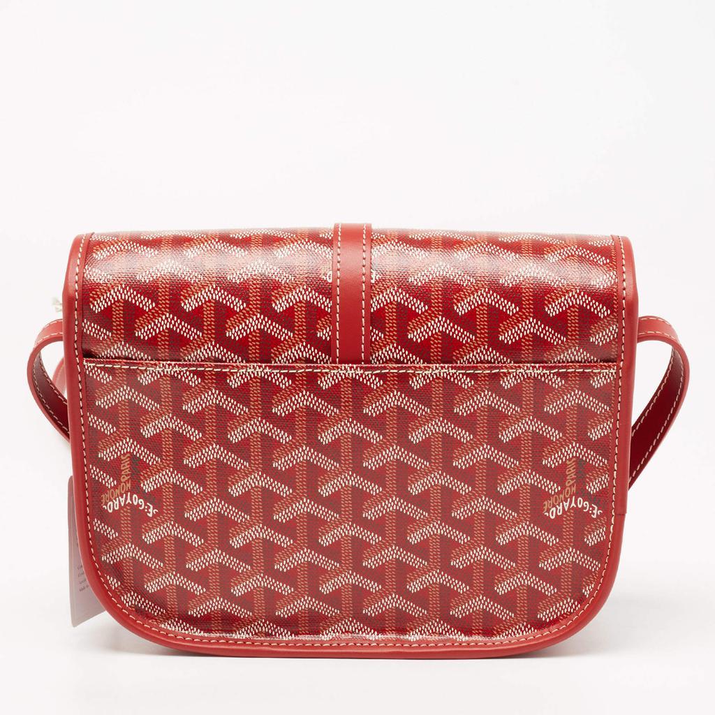 商品Goyard|Goyard Red Goyardine Coated Canvas and Leather Belvedere II PM Bag,价格¥27100,第6张图片详细描述