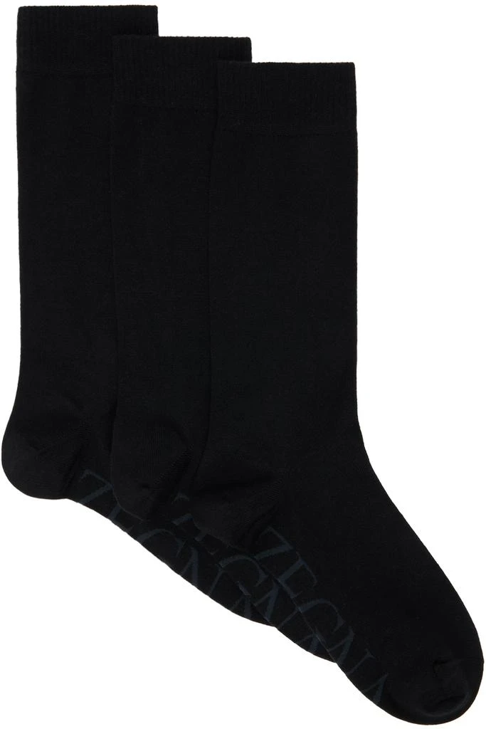 商品Zegna|Three-Pack Black High Performance Socks,价格¥581,第1张图片